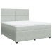 Cama box spring con colchón terciopelo gris claro 180x200 cm