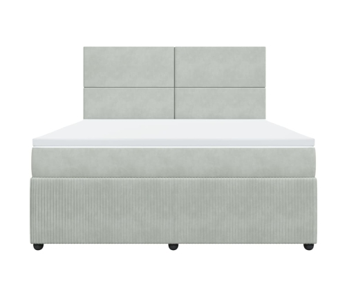 Cama box spring con colchón terciopelo gris claro 180x200 cm