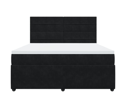 Cama box spring con colchón terciopelo negro 180x200 cm