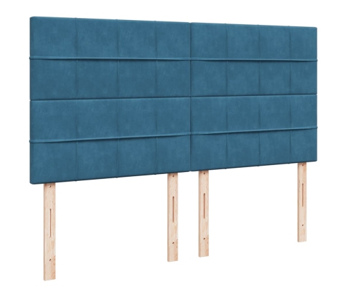 Cama box spring con colchón terciopelo azul oscuro 180x200 cm
