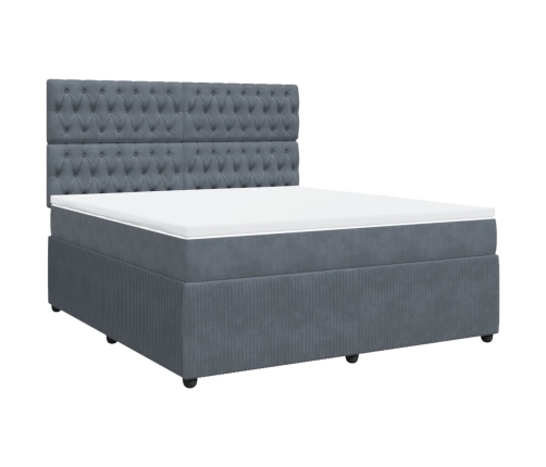 Cama box spring con colchón terciopelo gris oscuro 180x200 cm