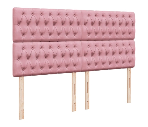 Cama box spring con colchón terciopelo rosa 180x200 cm