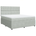 Cama box spring con colchón terciopelo gris claro 180x200 cm