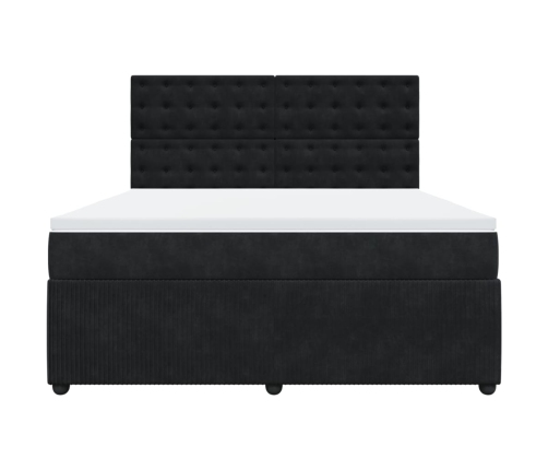 Cama box spring con colchón terciopelo negro 180x200 cm