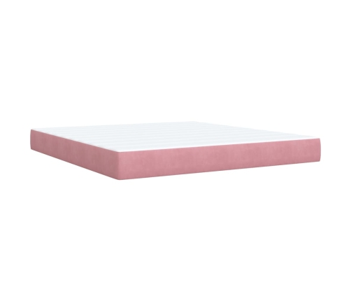 Cama box spring con colchón terciopelo rosa 180x200 cm