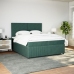 Cama box spring con colchón terciopelo verde oscuro 200x200 cm