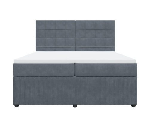 Cama box spring con colchón terciopelo gris oscuro 200x200 cm