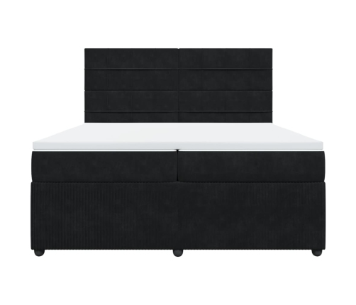 Cama box spring con colchón terciopelo negro 200x200 cm