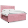 Cama box spring con colchón terciopelo rosa 200x200 cm