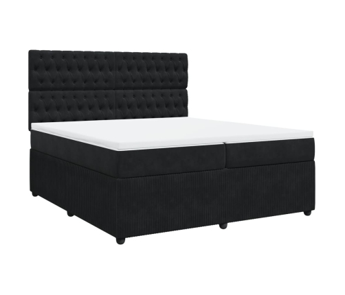 Cama box spring con colchón terciopelo negro 200x200 cm