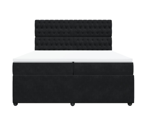 Cama box spring con colchón terciopelo negro 200x200 cm