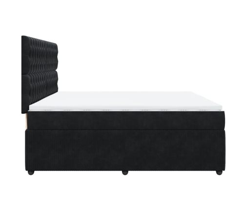 Cama box spring con colchón terciopelo negro 200x200 cm