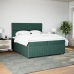 Cama box spring con colchón terciopelo verde oscuro 200x200 cm