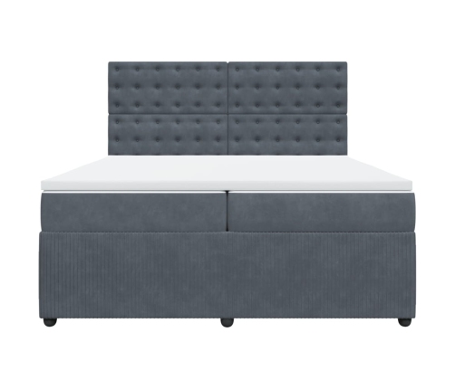 Cama box spring con colchón terciopelo gris oscuro 200x200 cm