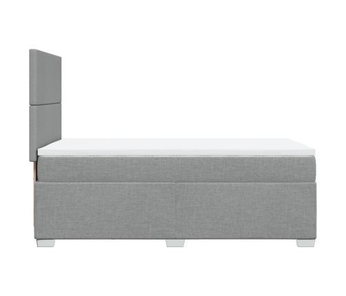 Cama box spring con colchón tela gris claro 80x200 cm