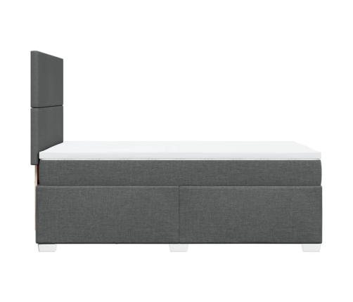 Cama box spring con colchón tela gris oscuro 80x200 cm