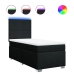 Cama box spring con colchón tela negro 80x200 cm