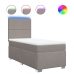 Cama box spring con colchón tela gris taupe 80x200 cm