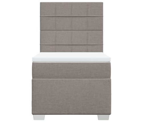 Cama box spring con colchón tela gris taupe 80x200 cm