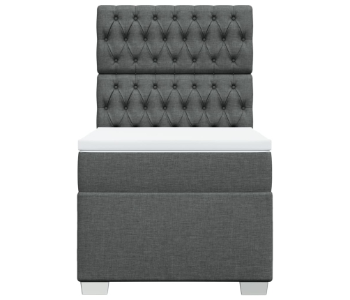 Cama box spring con colchón tela gris oscuro 80x200 cm