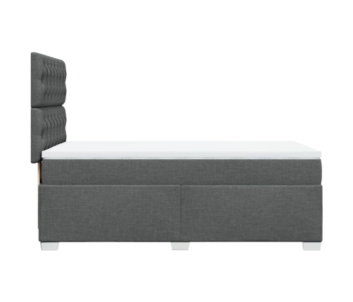 Cama box spring con colchón tela gris oscuro 80x200 cm