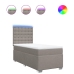 Cama box spring con colchón tela gris taupe 80x200 cm