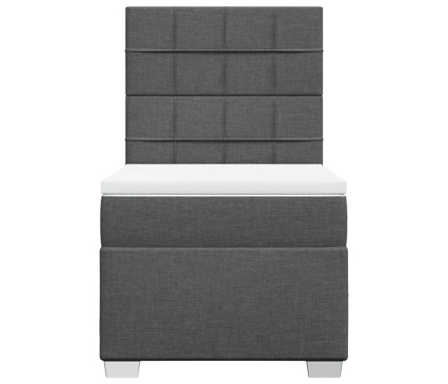 Cama box spring con colchón tela gris oscuro 90x190 cm