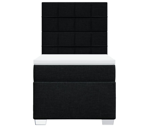 Cama box spring con colchón tela negro 90x190 cm