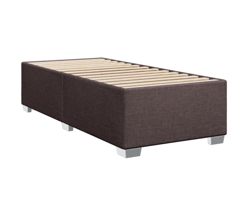 Cama box spring con colchón tela marrón oscuro 90x190 cm