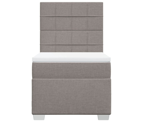 Cama box spring con colchón tela gris taupe 90x190 cm