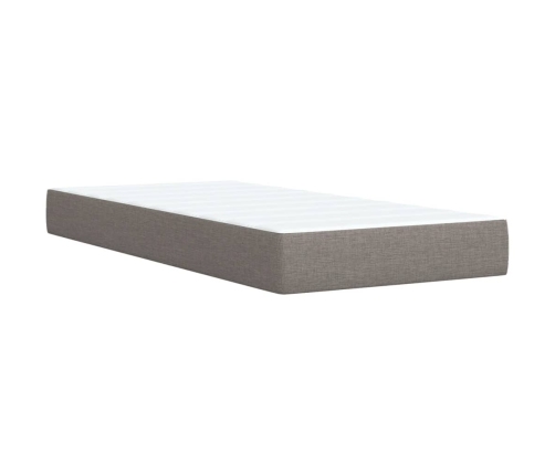 Cama box spring con colchón tela gris taupe 90x190 cm