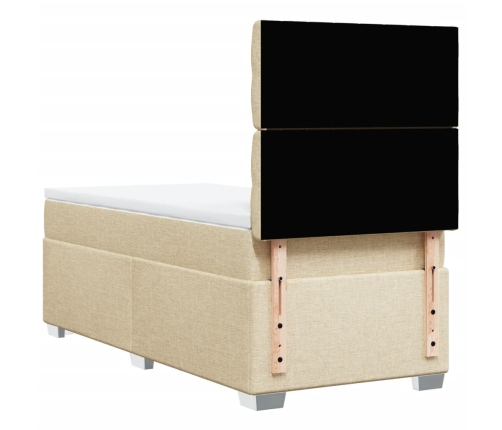 Cama box spring con colchón tela color crema 90x190 cm