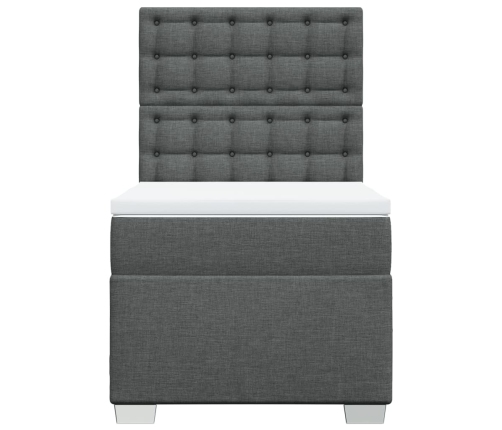 Cama box spring con colchón tela gris oscuro 90x190 cm