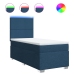 Cama box spring con colchón tela azul 90x200 cm