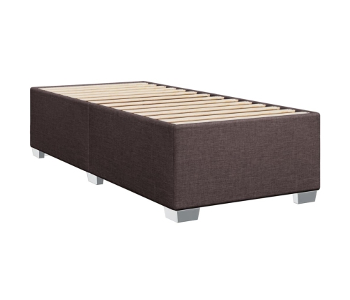 Cama box spring con colchón tela marrón oscuro 90x200 cm