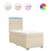 Cama box spring con colchón tela color crema 90x200 cm