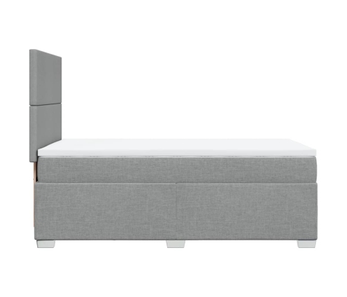 Cama box spring con colchón tela gris claro 100x200 cm