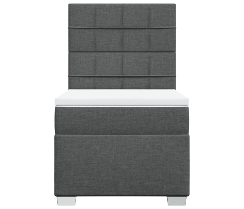 Cama box spring con colchón tela gris oscuro 100x200 cm