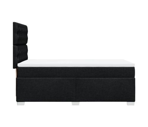 Cama box spring con colchón tela negro 100x200 cm