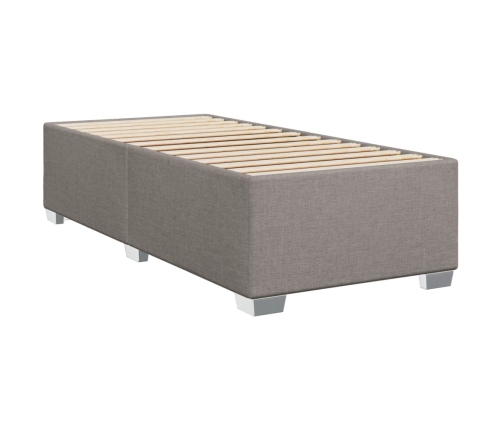 Cama box spring con colchón tela gris taupe 100x200 cm