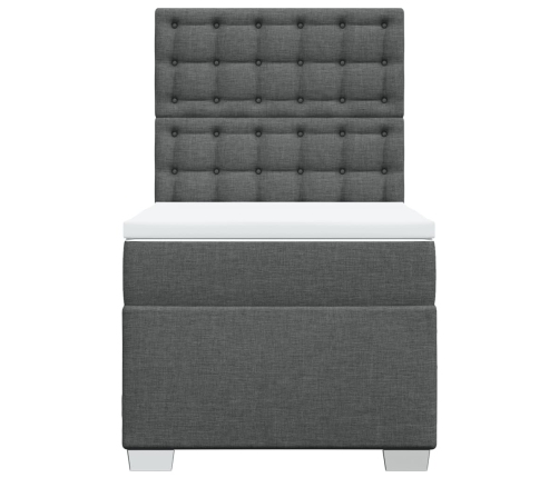 Cama box spring con colchón tela gris oscuro 100x200 cm