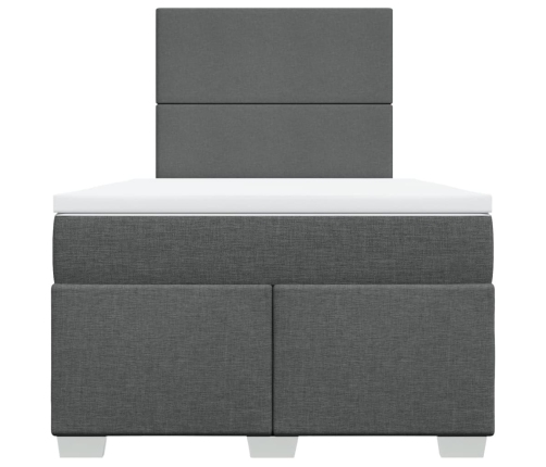 Cama box spring con colchón tela gris oscuro 120x190 cm