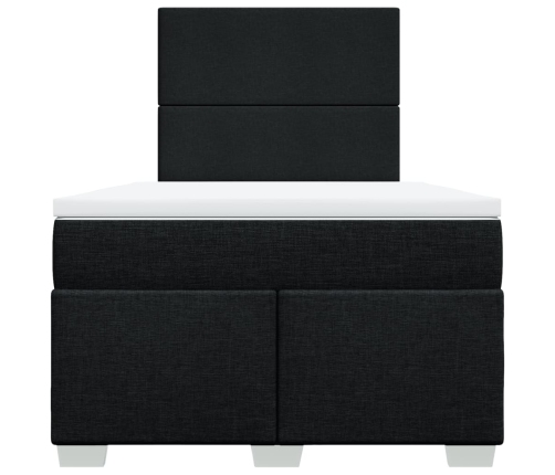 Cama box spring con colchón tela negro 120x190 cm