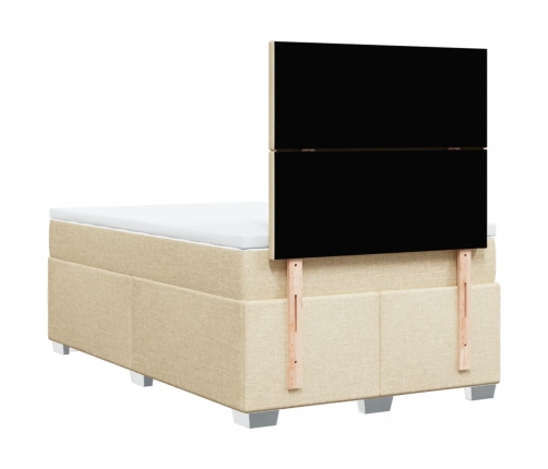 Cama box spring con colchón tela color crema 120x190 cm