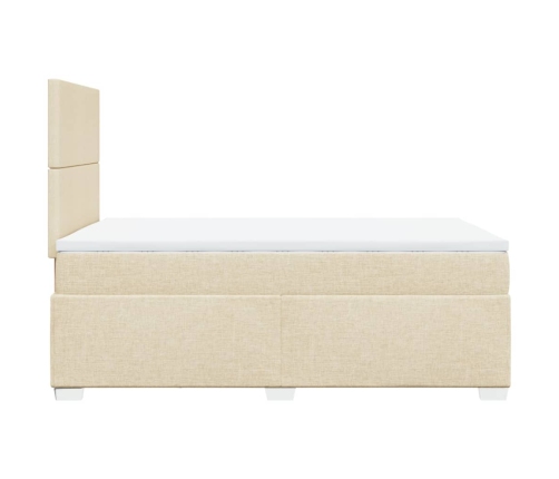 Cama box spring con colchón tela color crema 120x190 cm