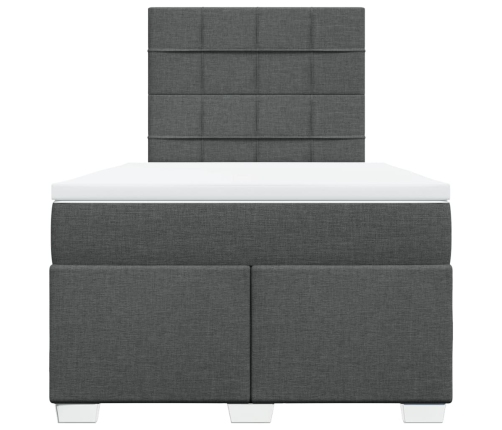 Cama box spring con colchón tela gris oscuro 120x190 cm