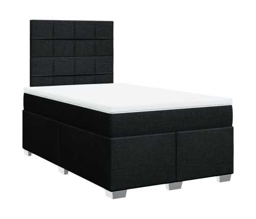 Cama box spring con colchón tela negro 120x190 cm