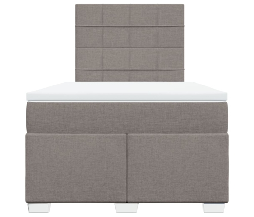 Cama box spring con colchón tela gris taupe 120x190 cm