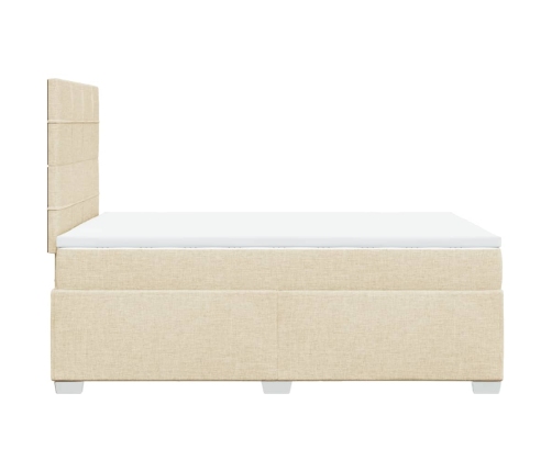 Cama box spring con colchón tela color crema 120x190 cm