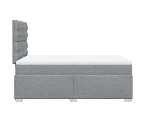 Cama box spring con colchón tela gris claro 120x190 cm